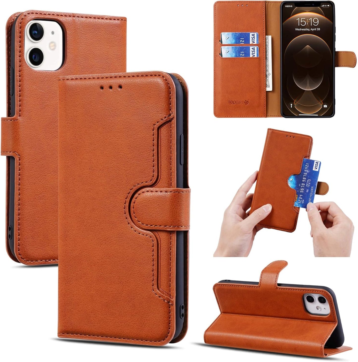 iPhone 12 Mini Wallet Double Stiches Side Pocket Case