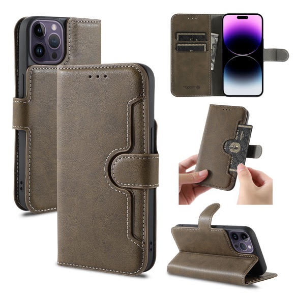 iPhone 13 Wallet Double Stiches Side Pocket Case